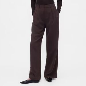 GAP 365 High Rise Pleated Trousers Terra Brown